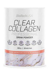 BioTech USA Clear Collagen Professional drink powder, 350g, rose-pomegranate flavor, sugar-free, gluten-free, lactose-free.